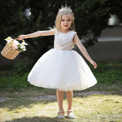 Ball Gown Scoop Sleeveless Flower Girl Dresses with Beading