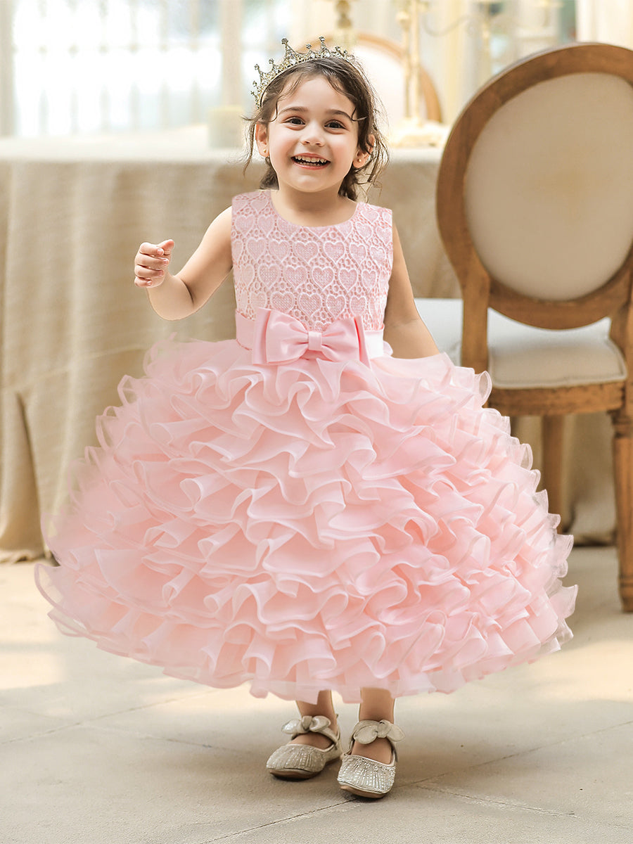 Ball Gown Scoop Sleeveless Tiered Flower Girl Dresses