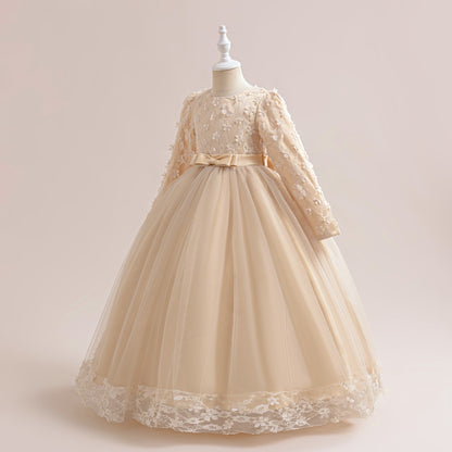 Ball Gown Scoop Long Sleeves Flower Girl Dresses with Lace