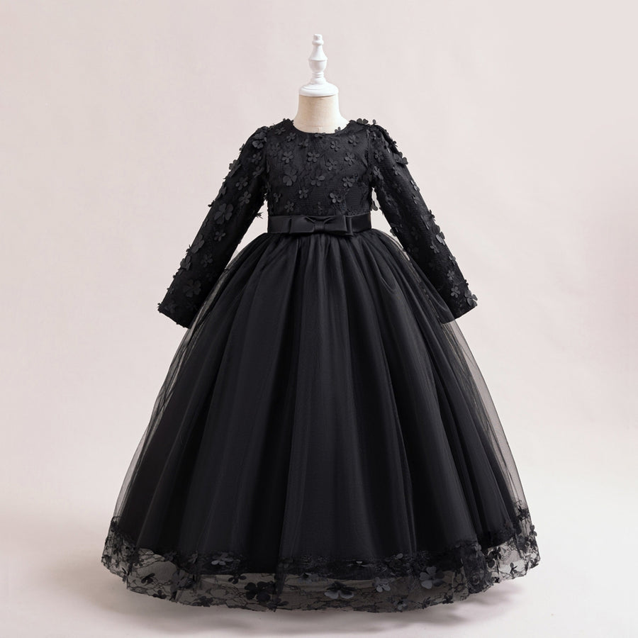 Ball Gown Scoop Long Sleeves Flower Girl Dresses with Lace