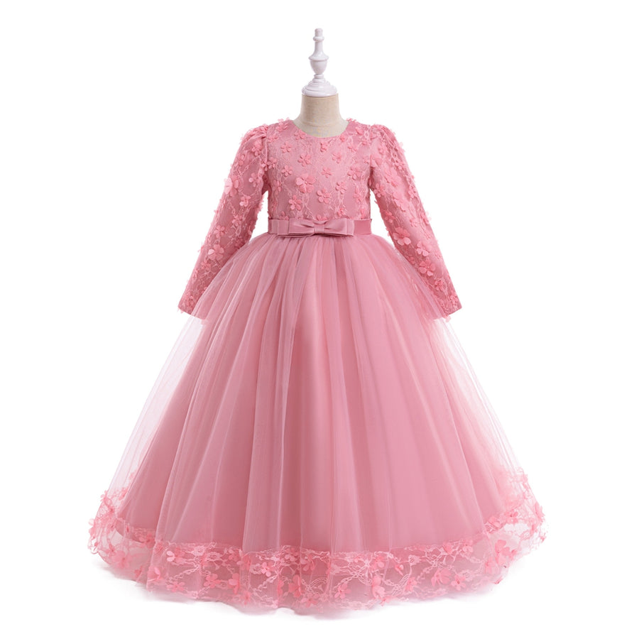 Ball Gown Scoop Long Sleeves Flower Girl Dresses with Lace