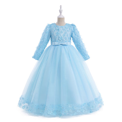 Ball Gown Scoop Long Sleeves Flower Girl Dresses with Lace