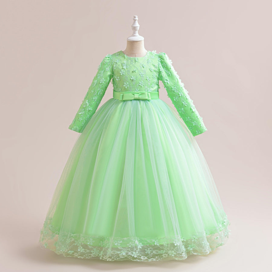 Ball Gown Scoop Long Sleeves Flower Girl Dresses with Lace