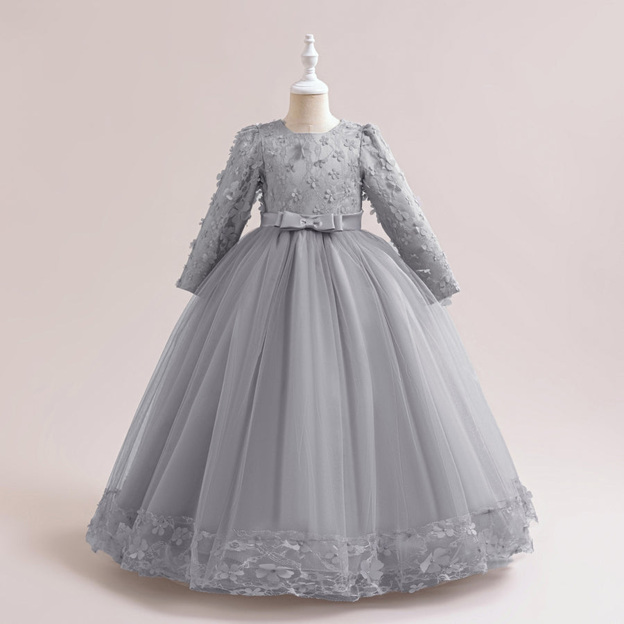 Ball Gown Scoop Long Sleeves Flower Girl Dresses with Lace