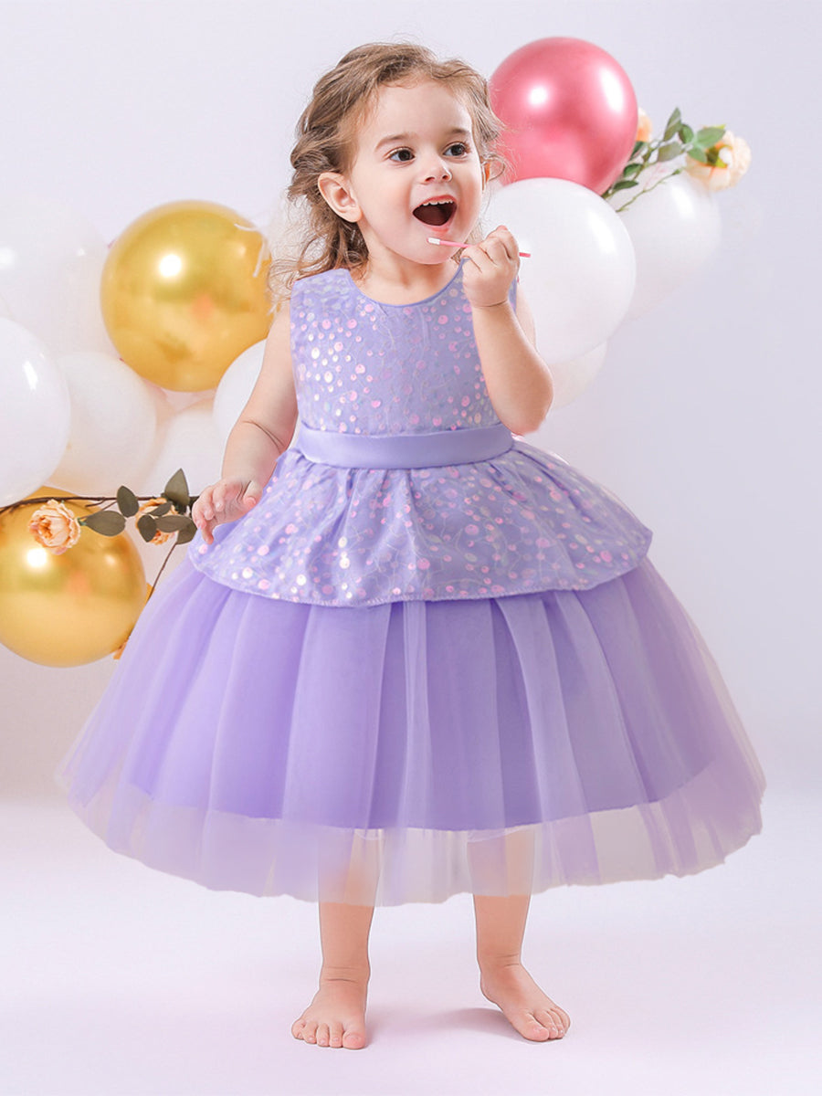 Ball Gown Scoop Sleeveless Flower Girl Dresses with Sequins