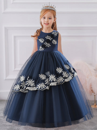 Ball Gown Scoop Sleeveless Flower Girl Dresses with Sequins