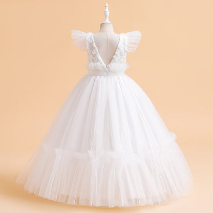 Ball Gown Scoop Flying Sleeves Flower Girl Dresses with Sash