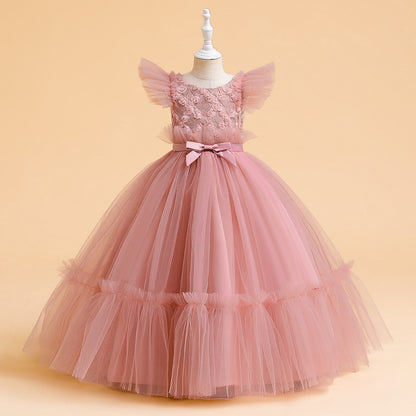 Ball Gown Scoop Flying Sleeves Flower Girl Dresses with Sash