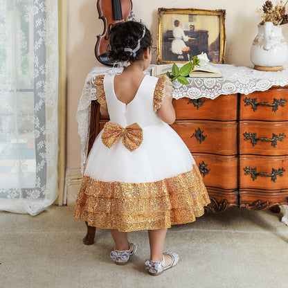 Ball Gown Scoop Flying Sleeves Flower Girl Dresses with Sequins