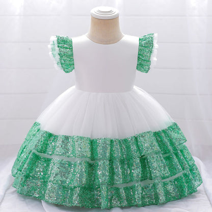 Ball Gown Scoop Flying Sleeves Flower Girl Dresses with Sequins