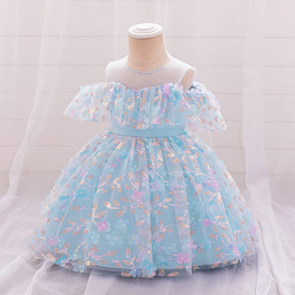 Ball Gown Cold Shoulder Short Sleeves Ruched Flower Girl Dresses