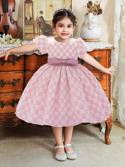 Ball Gown Scoop Puff Sleeves Ruched Flower Girl Dresses