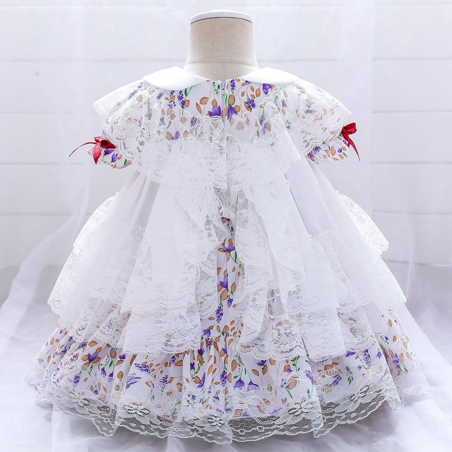 Ball Gown Scoop Puff Sleeves Lace Flower Girl Dresses