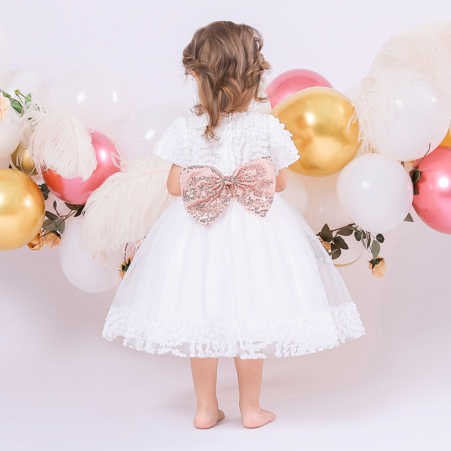 Ball Gown Scoop Short Sleeves Sequins Flower Girl Dresses