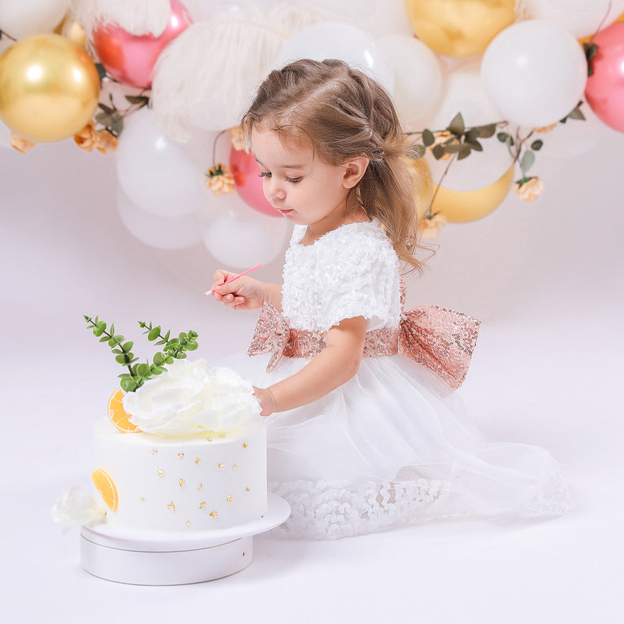 Ball Gown Scoop Short Sleeves Sequins Flower Girl Dresses