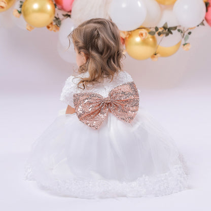 Ball Gown Scoop Short Sleeves Sequins Flower Girl Dresses