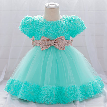 Ball Gown Scoop Short Sleeves Sequins Flower Girl Dresses