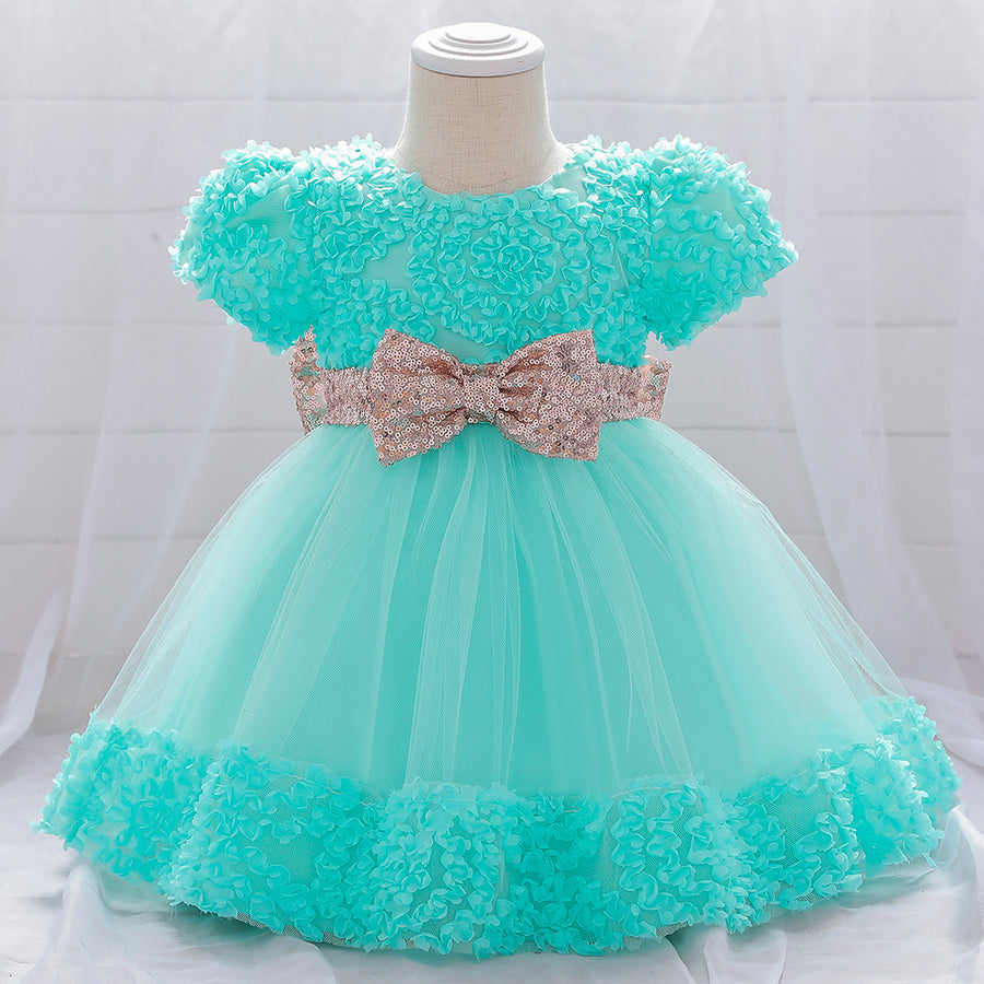 Ball Gown Scoop Short Sleeves Sequins Flower Girl Dresses