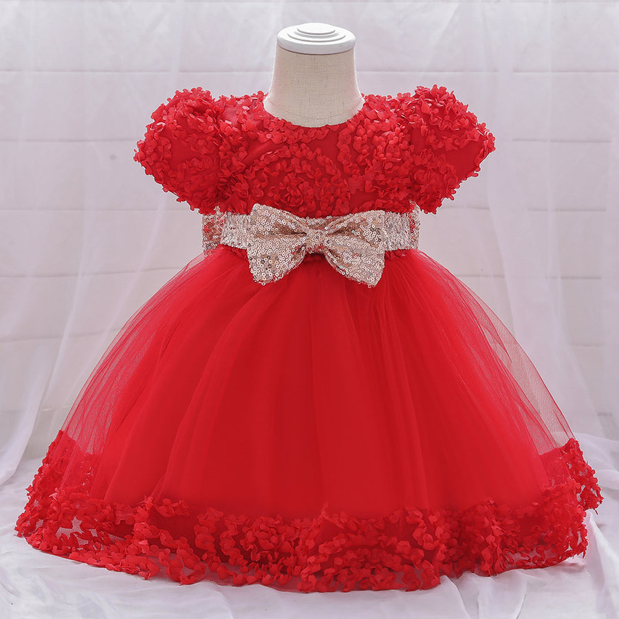 Ball Gown Scoop Short Sleeves Sequins Flower Girl Dresses