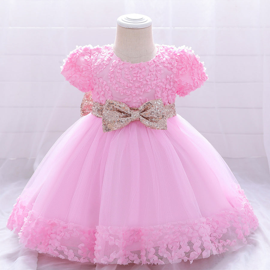 Ball Gown Scoop Short Sleeves Sequins Flower Girl Dresses