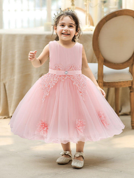 Ball Gown Scoop Sleeveless Ruched Flower Girl Dresses