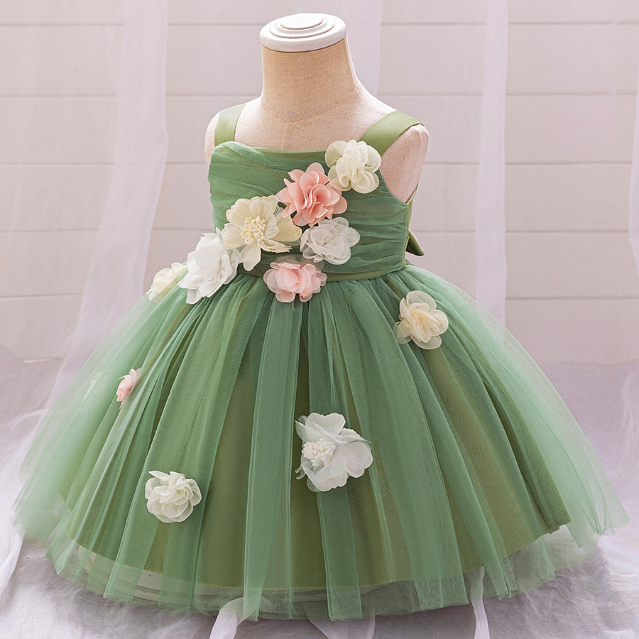 Ball Gown Square Neck Sleeveless Ruched Flower Girl Dresses