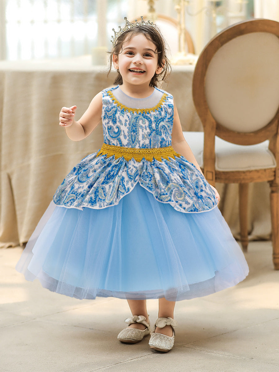 Ball Gown Scoop Sleeveless Tiered Flower Girl Dresses