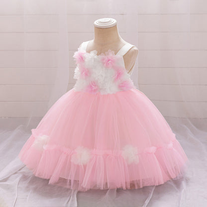 Ball Gown Square Neck Sleeveless Flower Girl Dresses with Solid Flowers