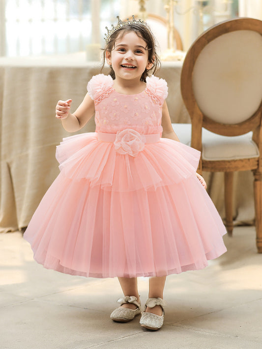 Ball Gown Scoop Sleeveless Flower Girl Dresses with Solid Flowers