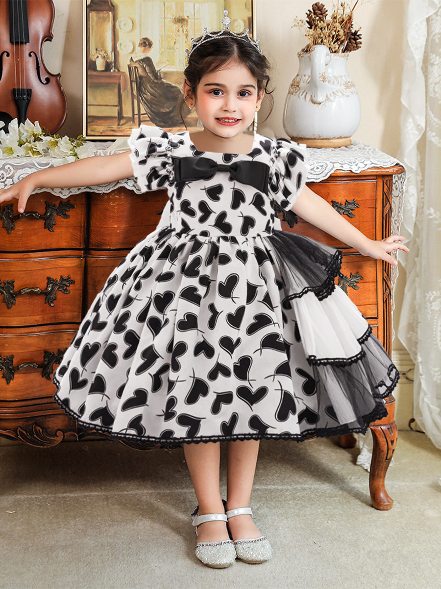 Ball Gown Square Neck Flying Sleeves Tiered Flower Girl Dresses