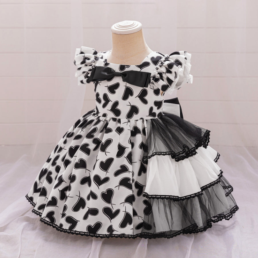 Ball Gown Square Neck Flying Sleeves Tiered Flower Girl Dresses