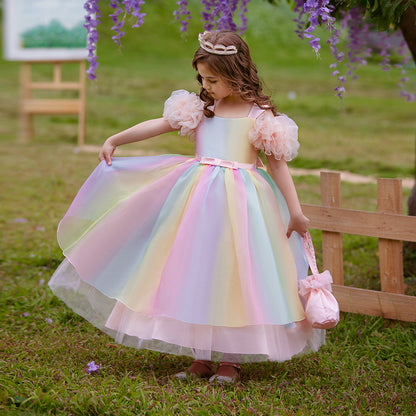 Ball Gown Cold Shoulder Short Sleeves Tiered Flower Girl Dresses