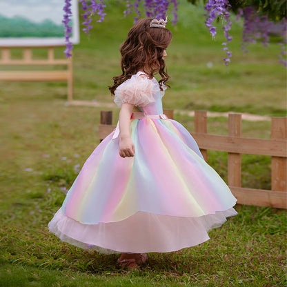 Ball Gown Cold Shoulder Short Sleeves Tiered Flower Girl Dresses