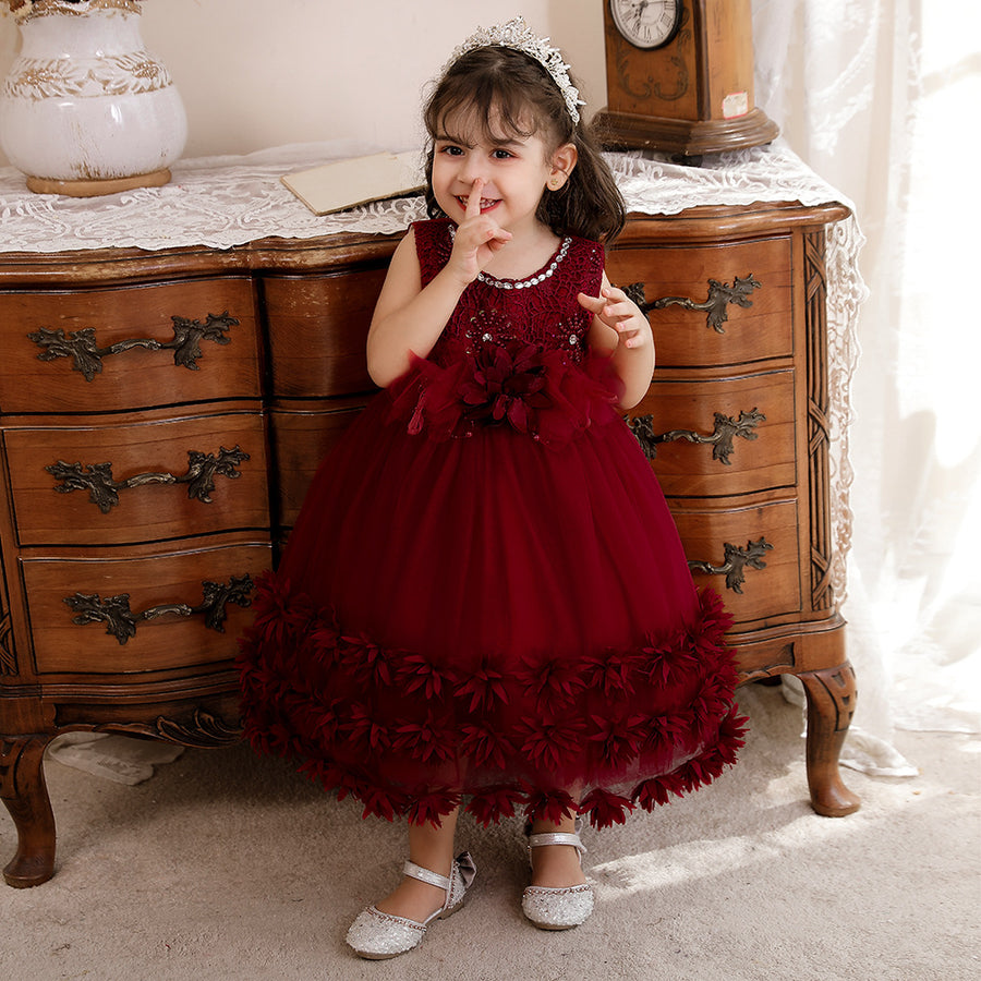 Ball Gown Scoop Sleeveless Flower Girl Dresses with Solid Flowers