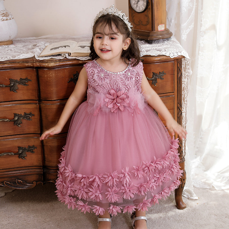 Ball Gown Scoop Sleeveless Flower Girl Dresses with Solid Flowers