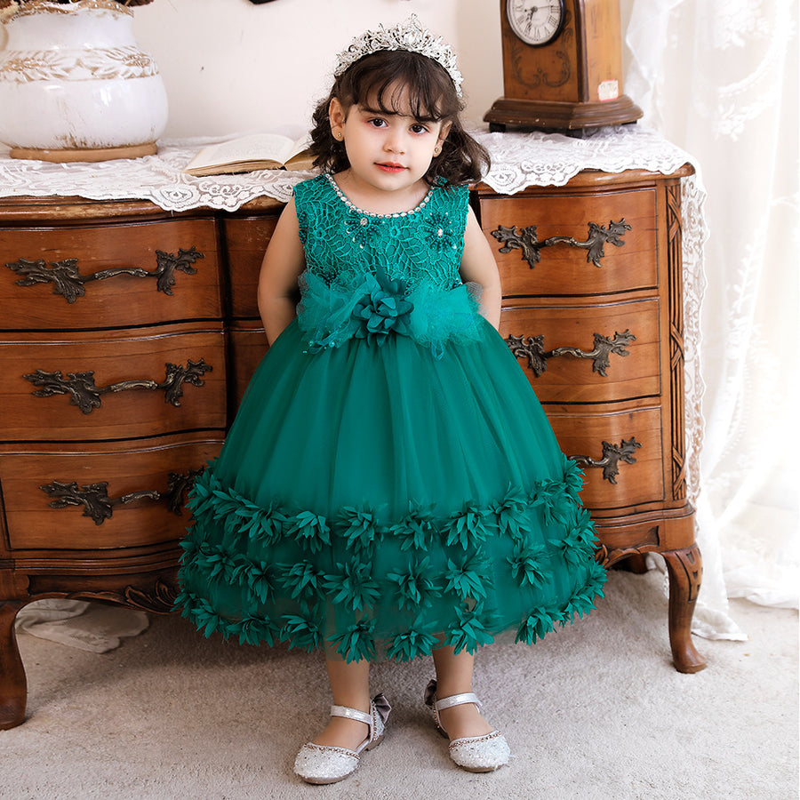 Ball Gown Scoop Sleeveless Flower Girl Dresses with Solid Flowers