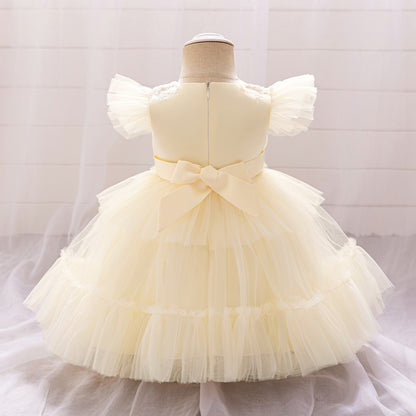 Ball Gown Scoop Flying Sleeves Flower Girl Dresses with Applique