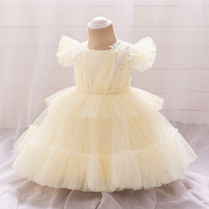 Ball Gown Scoop Flying Sleeves Flower Girl Dresses with Applique