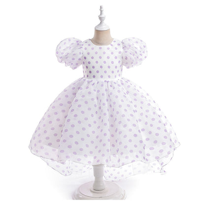 Ball Gown Scoop Puff Sleeves Pleats Flower Girl Dresses