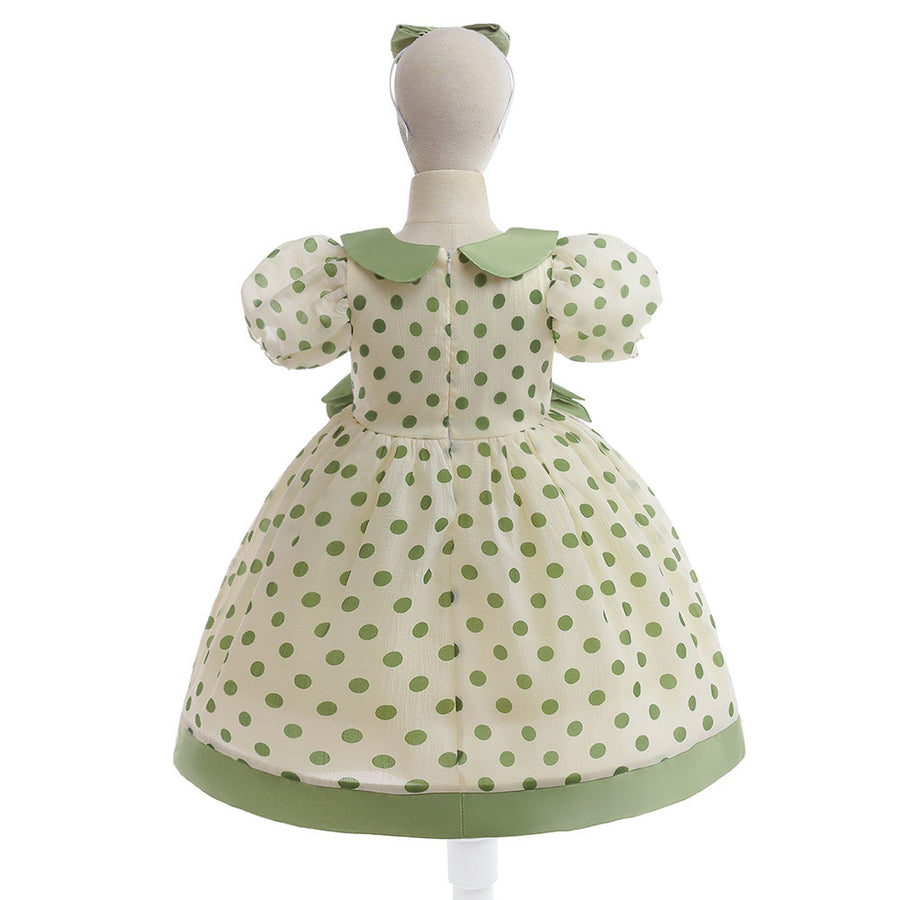 Ball Gown Scoop Puff Sleeves Bow knot Flower Girl Dresses