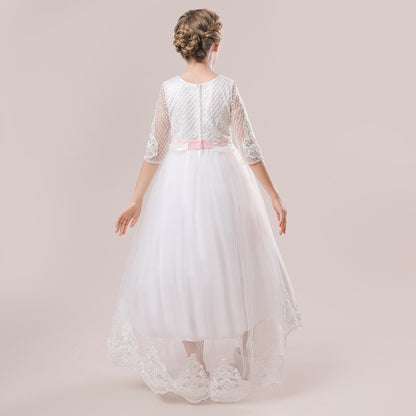 Ball Gown Scoop 3/4 Sleeves Lace Flower Girl Dresses