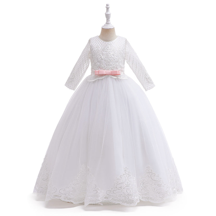 Ball Gown Scoop 3/4 Sleeves Lace Flower Girl Dresses