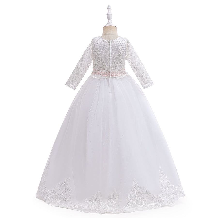 Ball Gown Scoop 3/4 Sleeves Lace Flower Girl Dresses