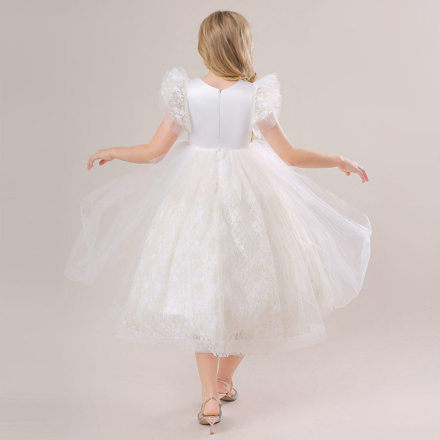 Ball Gown Scoop Flying Sleeves Sequins Flower Girl Dresses