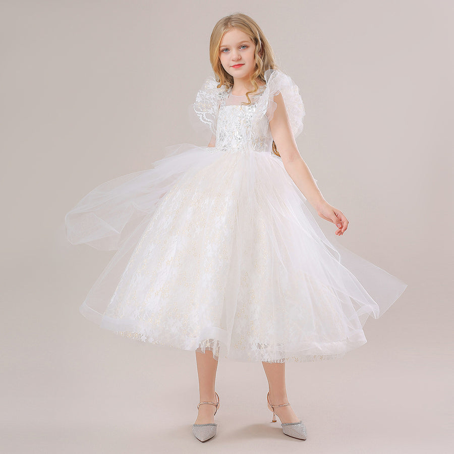 Ball Gown Scoop Flying Sleeves Sequins Flower Girl Dresses