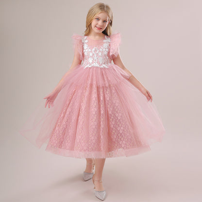 Ball Gown Scoop Flying Sleeves Sequins Flower Girl Dresses