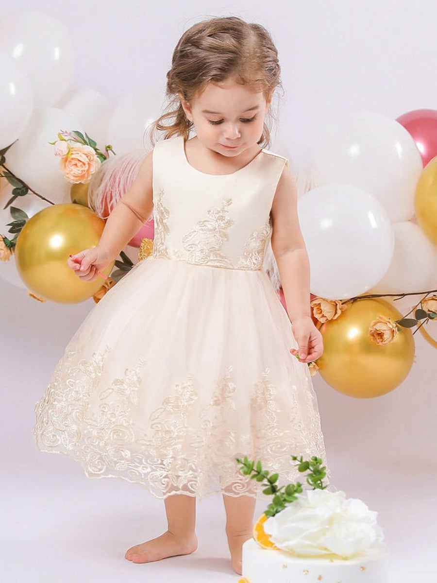 Ball Gown Scoop Sleeveless Lace Flower Girl Dresses