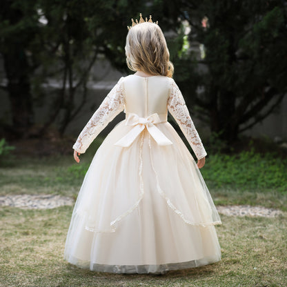 Ball Gown Scoop Long Sleeves Lace Flower Girl Dresses