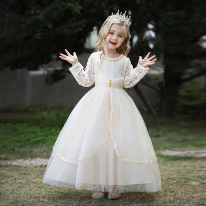 Ball Gown Scoop Long Sleeves Lace Flower Girl Dresses