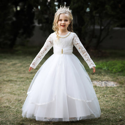 Ball Gown Scoop Long Sleeves Lace Flower Girl Dresses